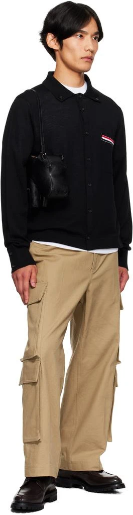 Thom Browne Black Merino Wool Jersey Stitch Long Sleeve Shirt 4