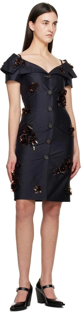 Shushu/Tong Navy Off-Shoulder Lapel Slim Midi Dress 4