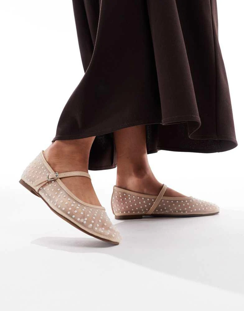 Glamorous Glamorous ballerina flats in mesh beige polkadot 4