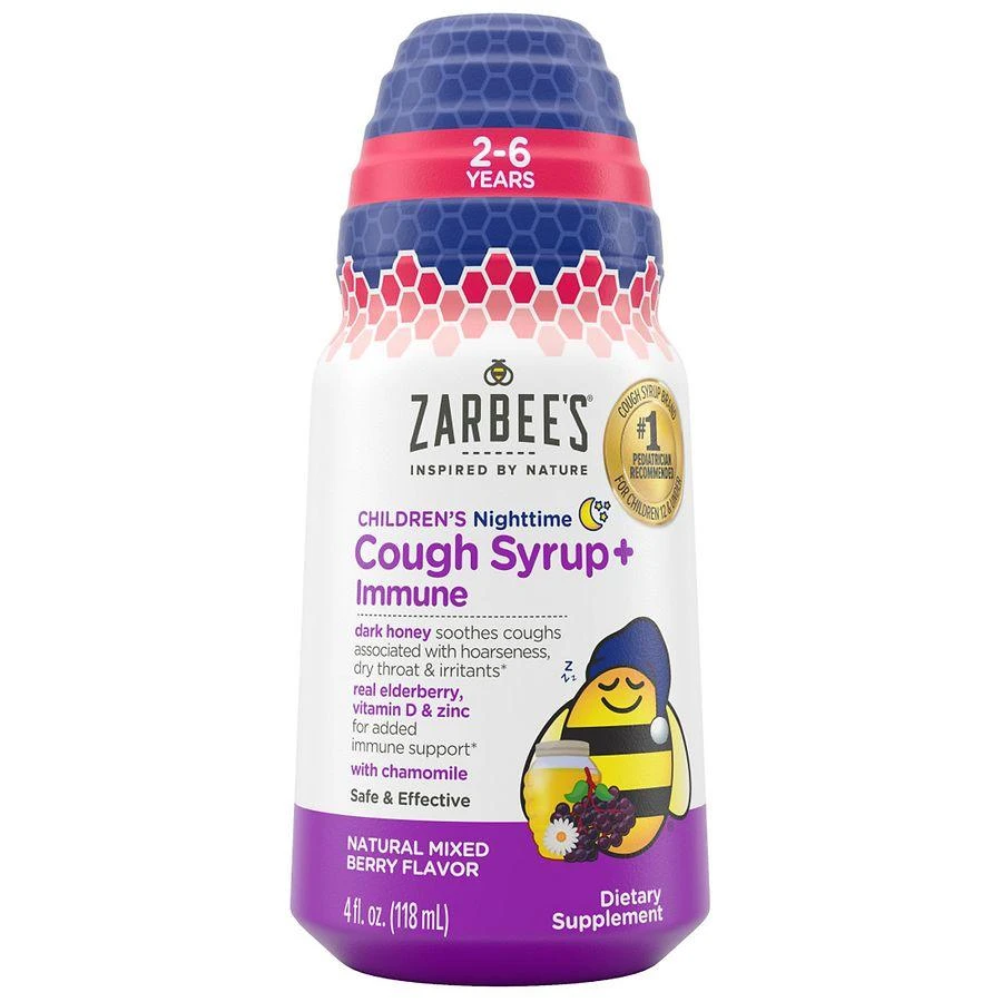 ZarBee's Naturals Children's Night Honey Cough Syrup + Immune Natural Mixed Berry 1