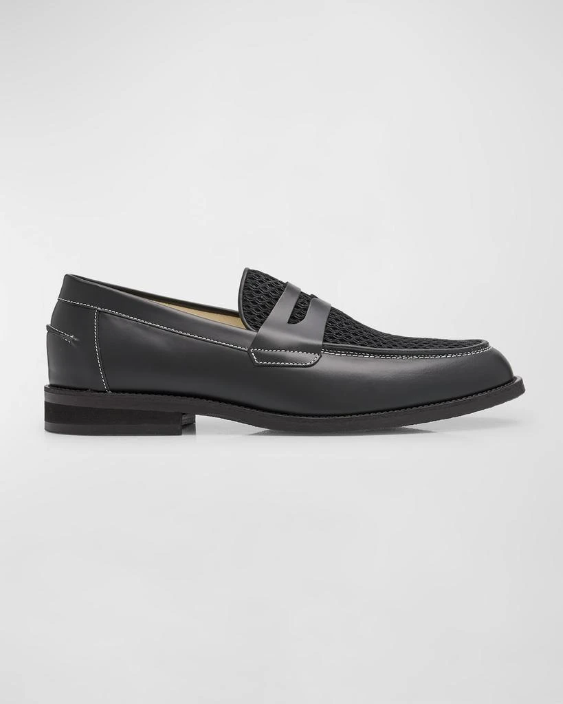 DUKE + DEXTER Men's Wilde Rattan and Leather Penny Loafers 1