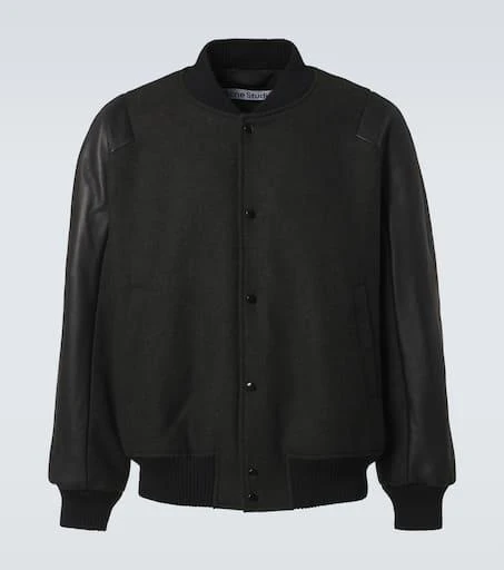 Acne Studios Leather-trimmed twill bomber jacket 1