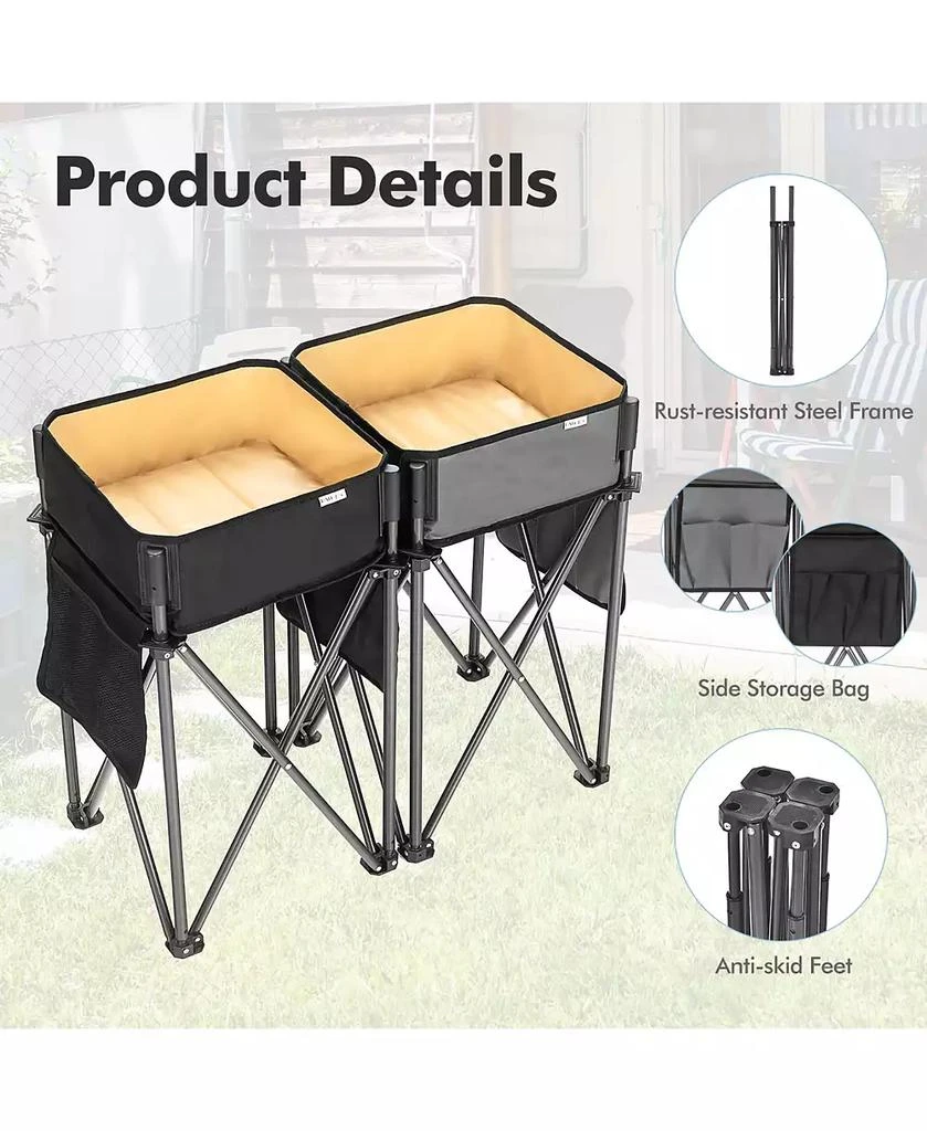 KUYOTQ 2 Pieces Folding Camping Tables with Large Capacity Storage Sink 8