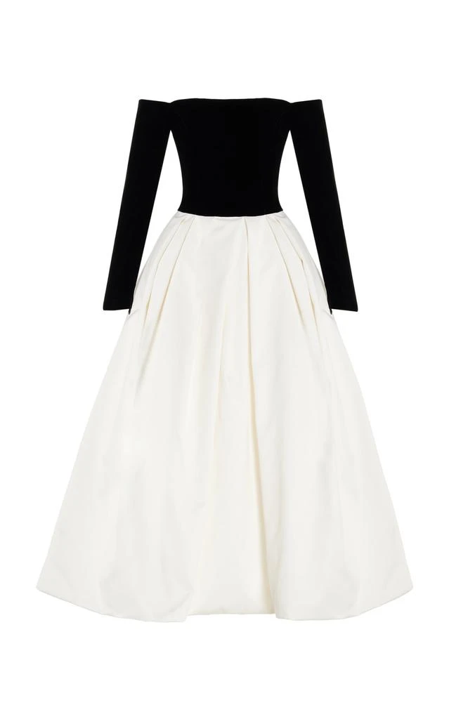 Carolina Herrera Carolina Herrera - Off-The-Shoulder Velvet Midi Dress - Black/white - US 12 - Moda Operandi 1
