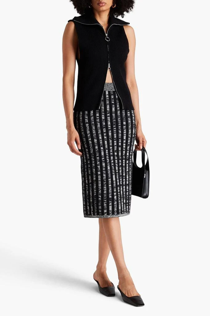 Joseph Space-dyed jacquard-knit wool and cashmere-blend midi skirt 2