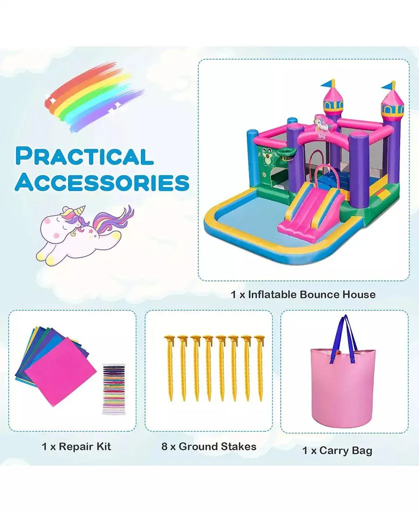 Costway 6-in-1 Kids Inflatable Bounce House with Slide Jumping Area Ball Pit Pools Castle without Blower 7