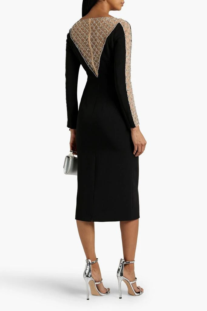 Jenny Packham Embellished tulle-paneled crepe midi dress 3