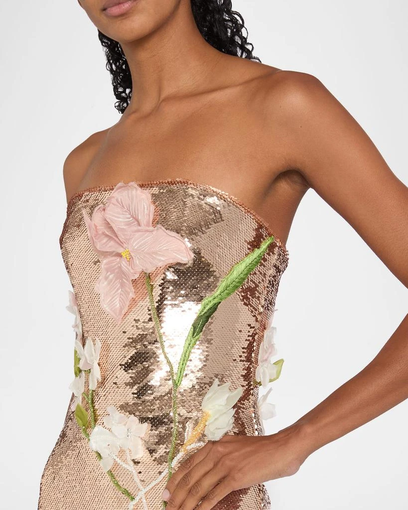 Monique Lhuillier Iris Strapless Sequined Column Gown 5