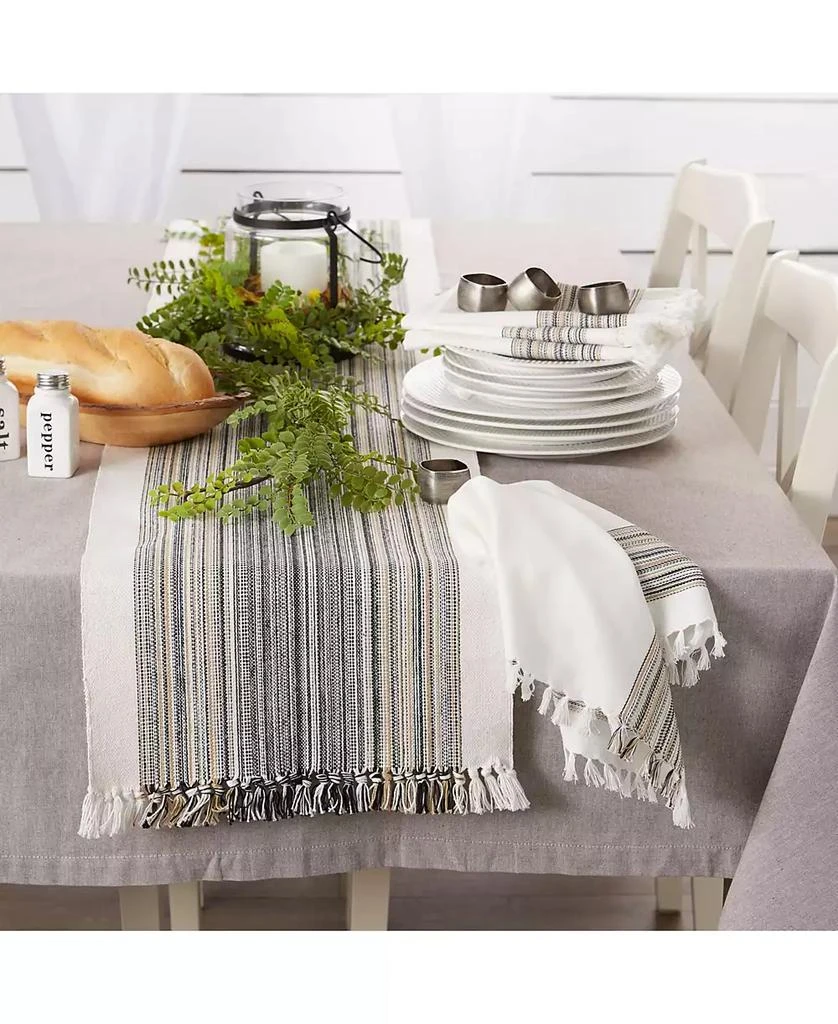 Design Imports Striped Fringed Table Runner, 14" x 72" 9