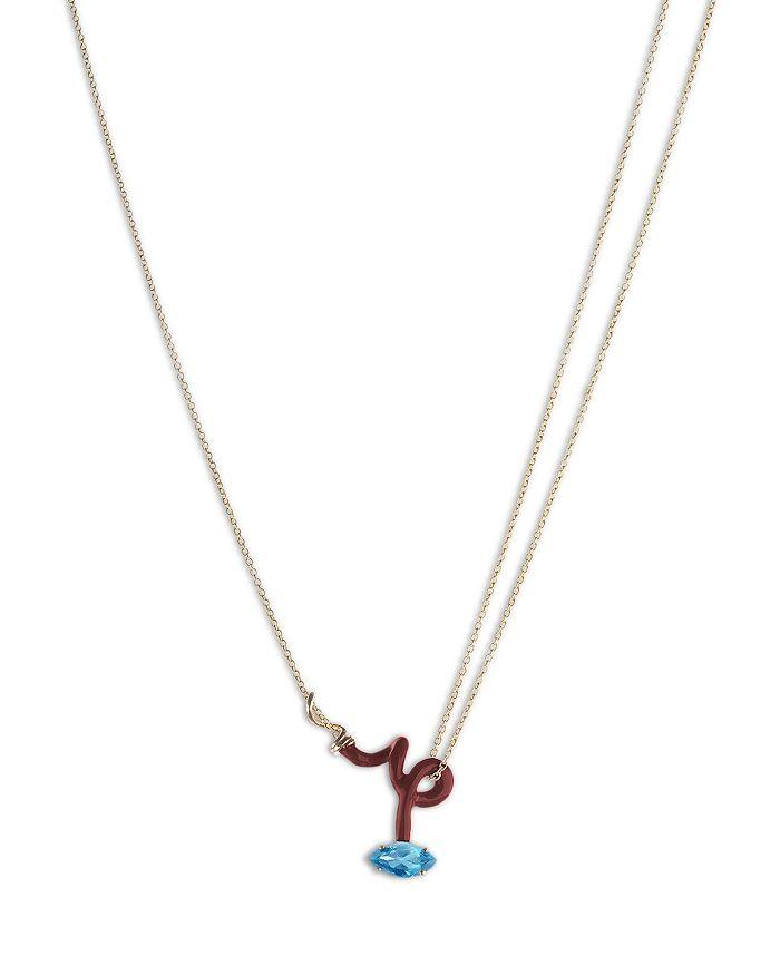 Bea Bongiasca 9K Yellow Gold & Sterling Silver You're So Vine Blue Topaz Brown Pendant Necklace, 15"-15.75"