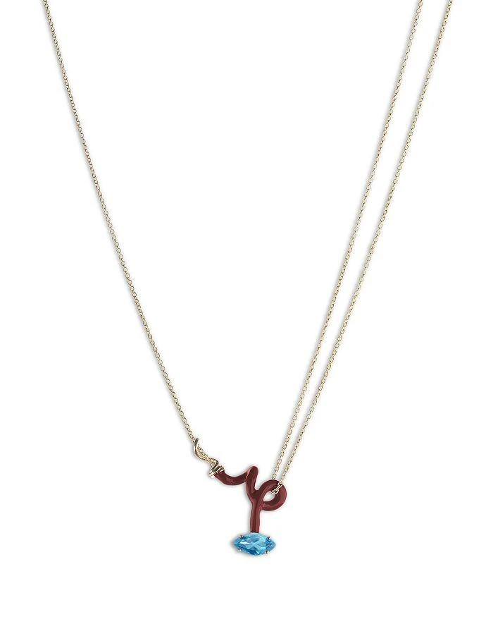 Bea Bongiasca 9K Yellow Gold & Sterling Silver You're So Vine Blue Topaz Brown Pendant Necklace, 15"-15.75" 1
