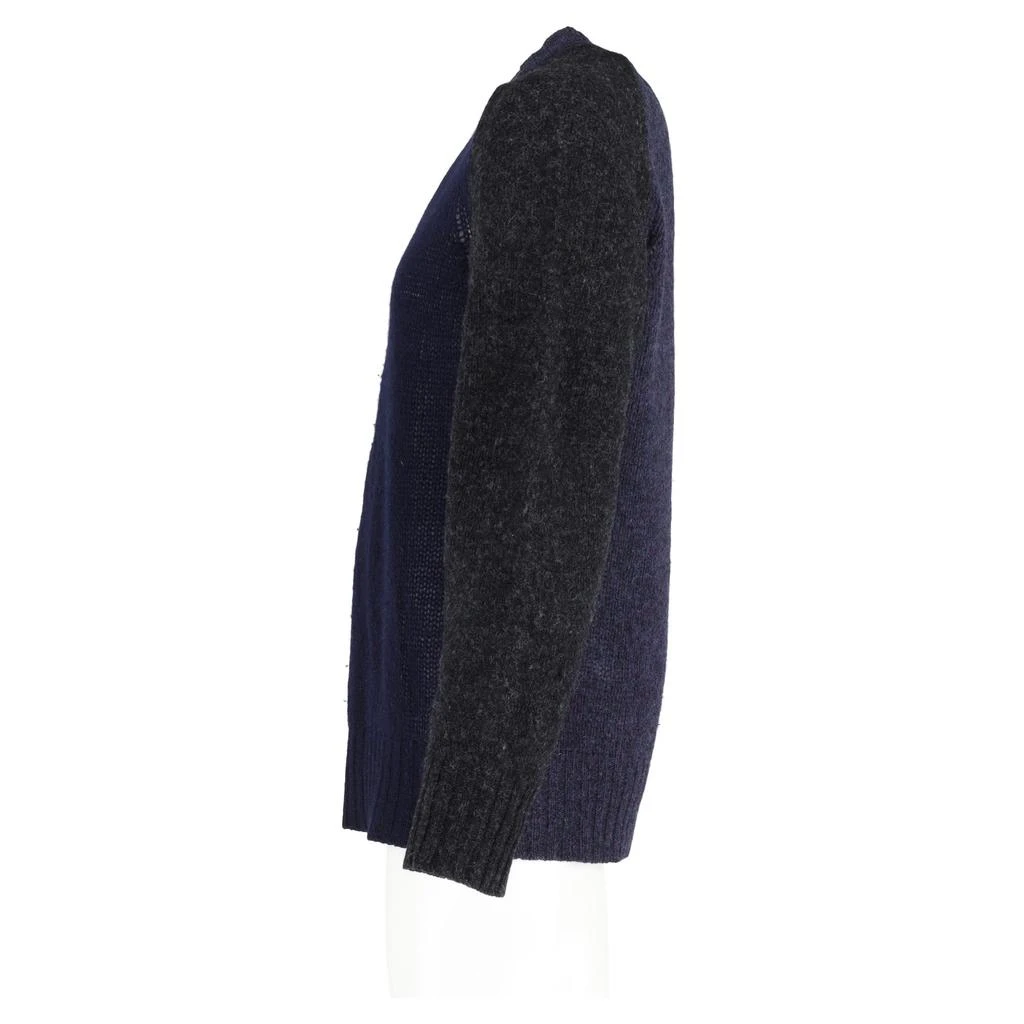 MAISON MARGIELA Color Block Sweater in Navy Blue Wool 4