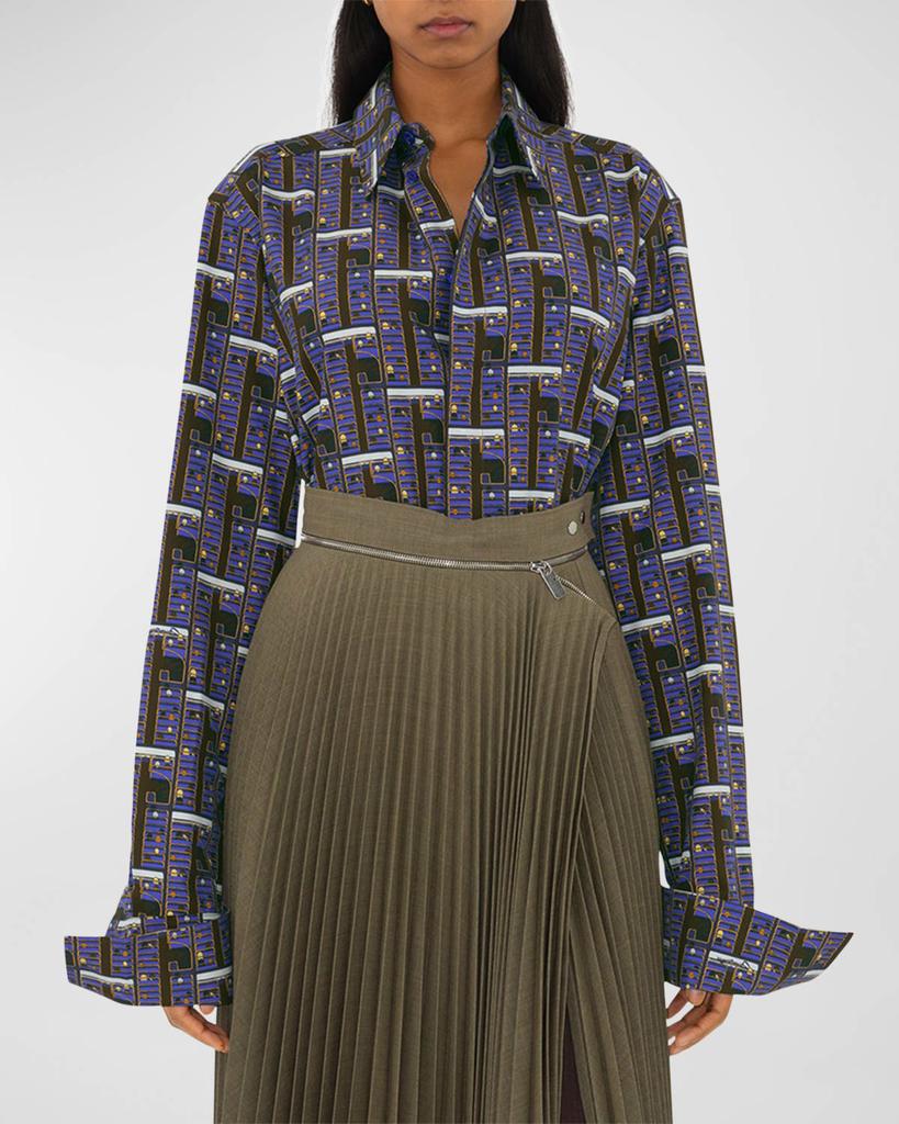 Burberry Abstract-Print Silk Pajama Shirt