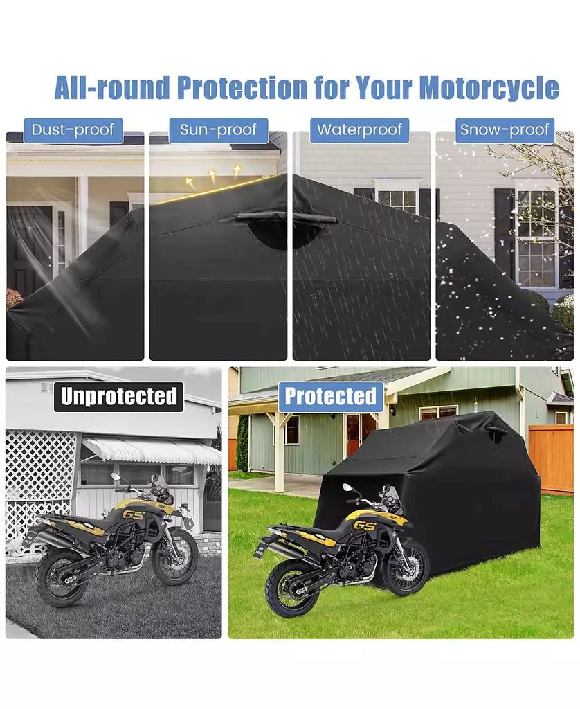 SKONYON Outdoor Motorcycle Shelter Waterproof Motorbike Storage Tent with Cover-Black 4