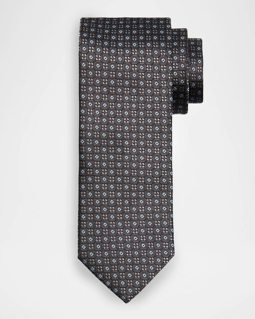 Canali Men's Round Medallion Silk Jacquard Tie 1