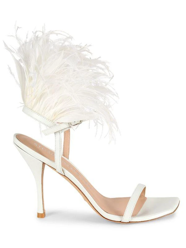 Stuart Weitzman Plume Mestizo Feather Trim Sandals 1