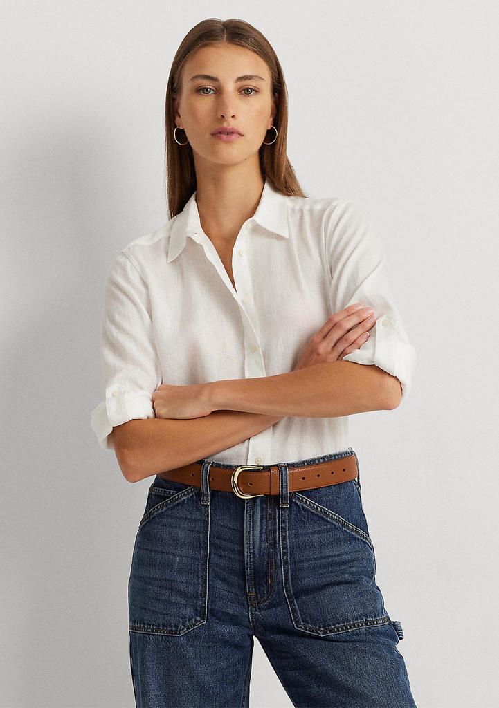 Ralph Lauren Petite Linen Roll Tab Sleeve Shirt