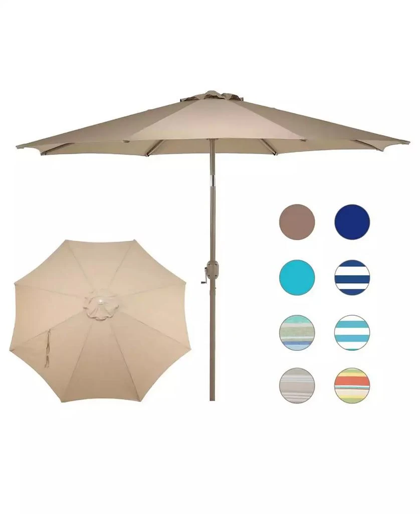 Aoodor 9FT Outdoor Patio Market Umbrella Aluminum Frame with Push Button Tilt Crank and 8 Steel Ribs, UV Protection Waterproof, for Garden Deck Backyard and Pool