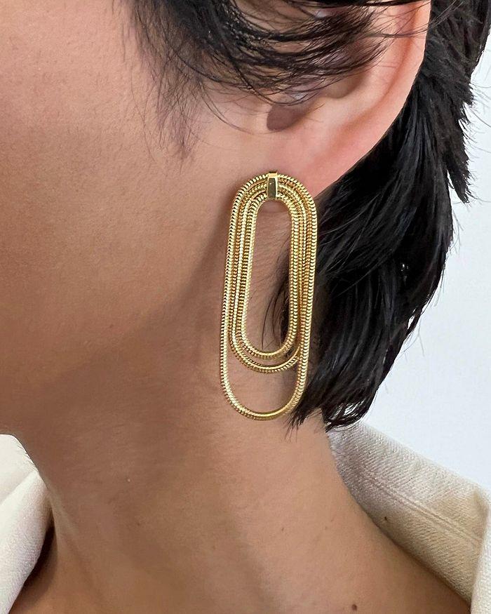 Jennifer Zeuner Julia Snake Chain Triple Row Drop Earrings in 18K Gold Plated Sterling Silver
