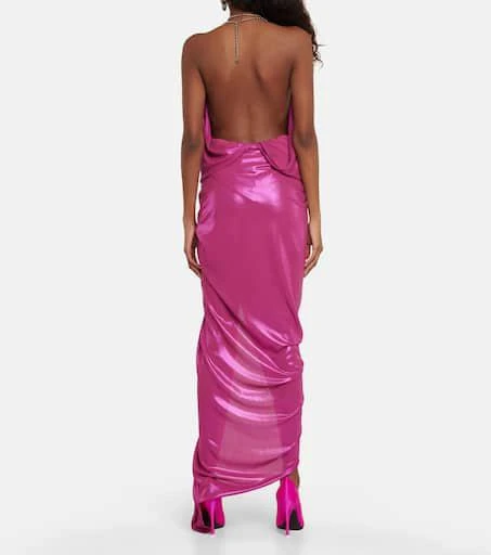 The Attico Halterneck lamé maxi dress 3