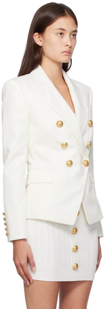 Balmain White Double-Breasted Blazer