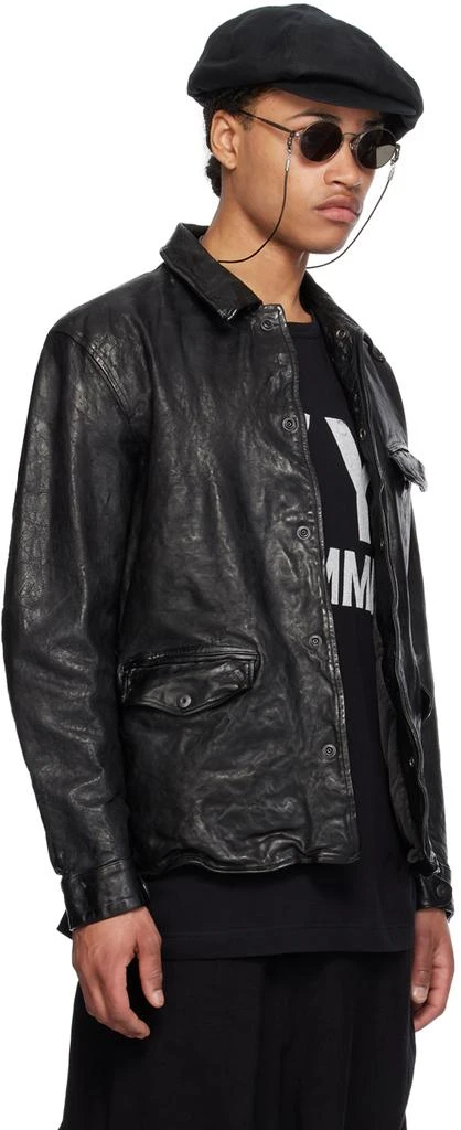 YOHJI YAMAMOTO Black Waxed Leather Jacket 2