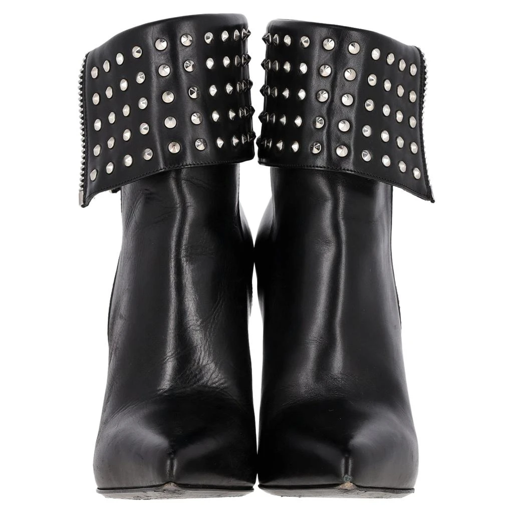 Yves Saint Laurent Paris Fold Over Studded Booties in Black Leather 3