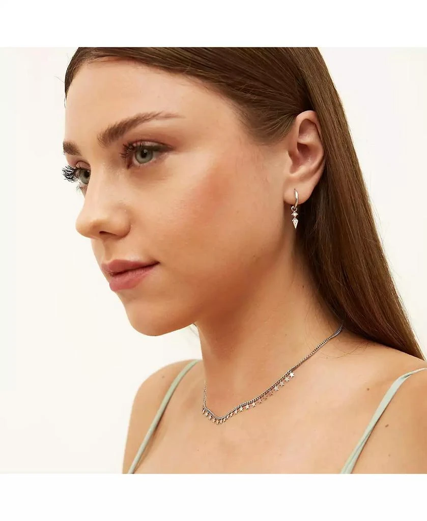 Spero London Sterling Silver Pave Spike Rhombus Drop Earrings 3