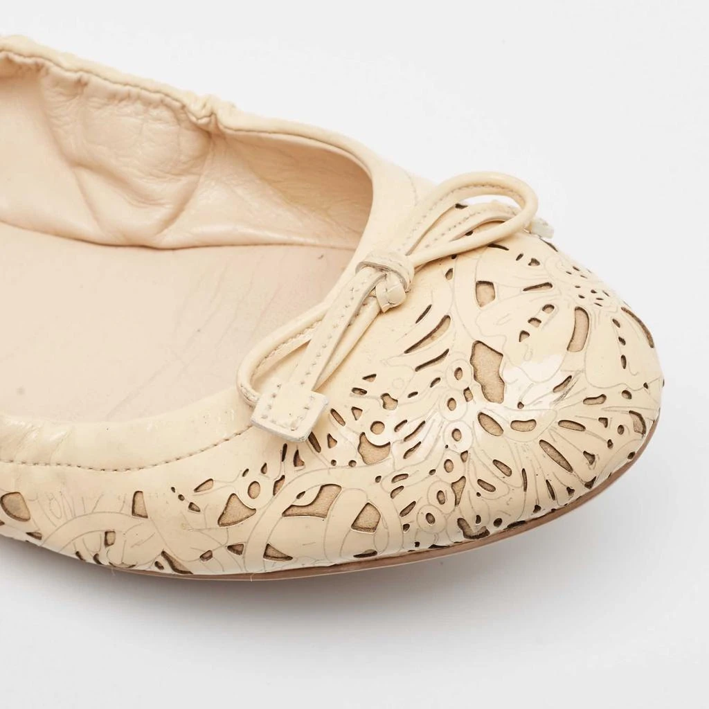 Prada Prada Sport Cream Laser Cut Patent Leather Bow Ballet Flats Size 37.5 7
