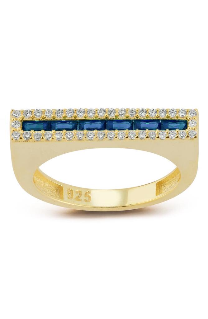 Sphera Milano 14K Gold Plated Sterling Silver & CZ Bar Ring