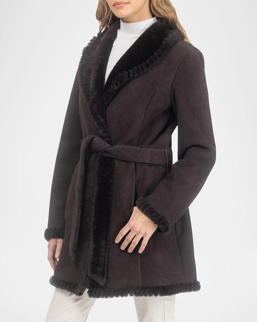 Gorski Merino Shearling Lamb Belted Stroller With Whipstitch Trim 4