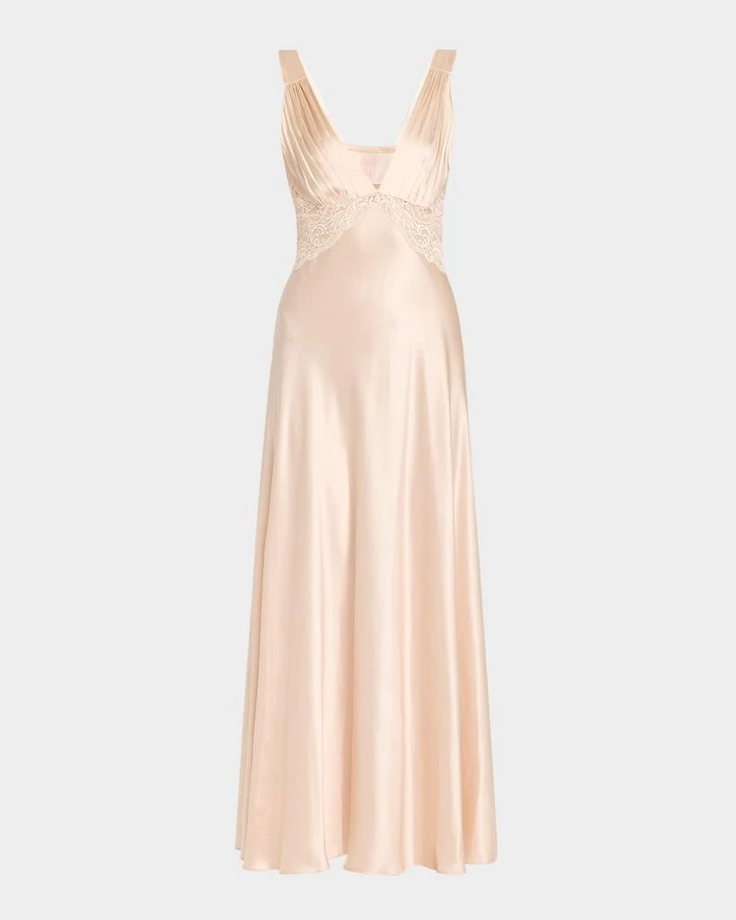 Christine Lingerie Bijoux Lace-Inset Silk Gown 1