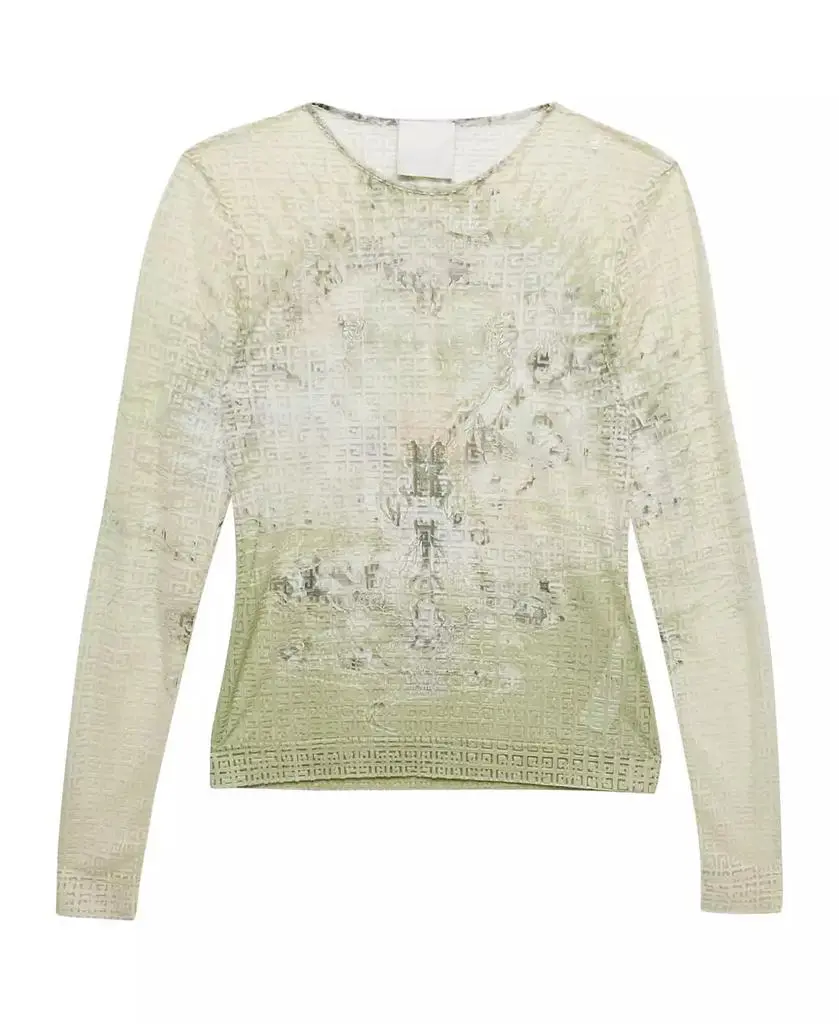 Pre-Owned Givenchy Women's Monogram Sheer Jacquard Knit Long Sleeve Top