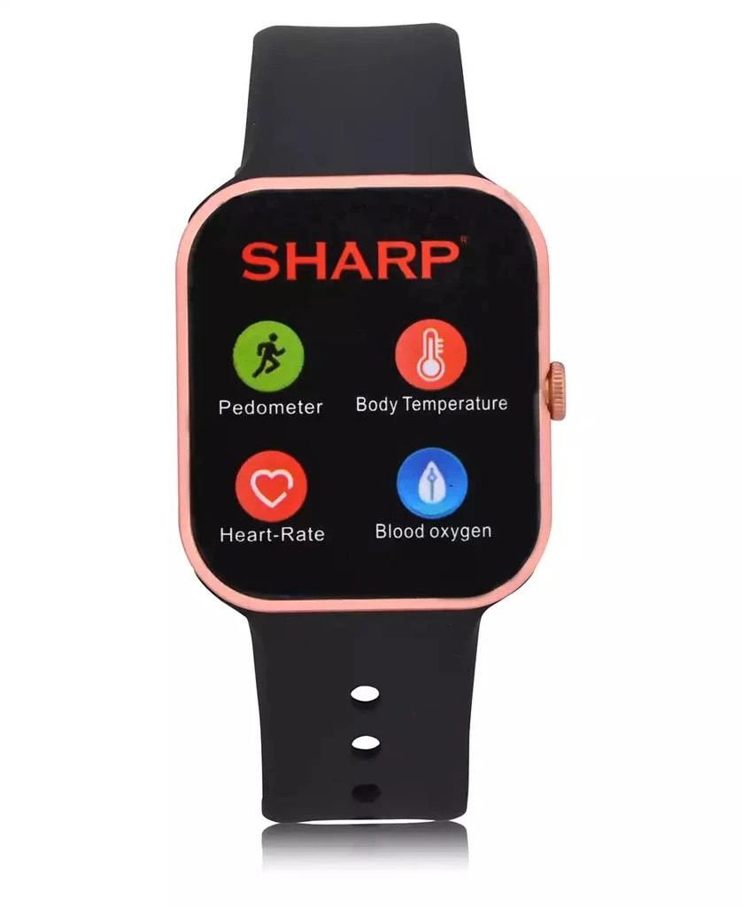 SHARP Unisex Rose Gold-Tone and Black Silicone Smart Watch 38mm 1