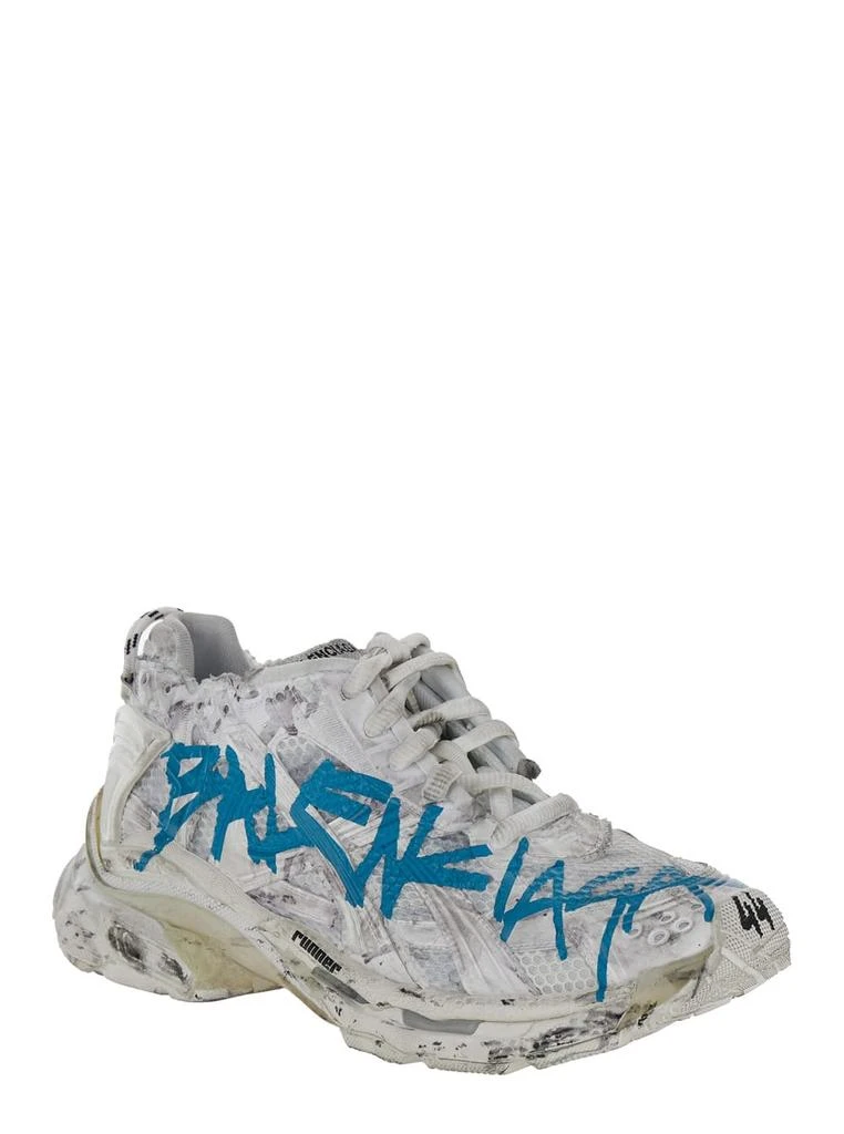 Balenciaga graffiti White And Blue Runner Sneakers In Mesh And Nylon Man 2