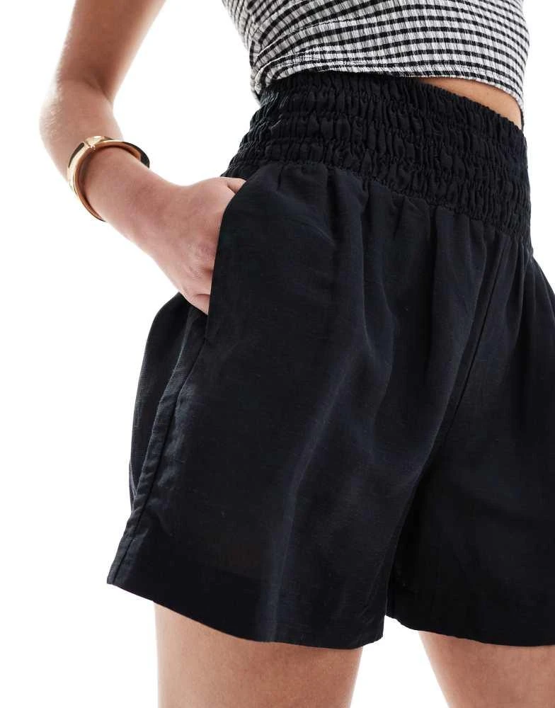 & Other Stories & Other Stories floaty shorts with ruched basque in black 5