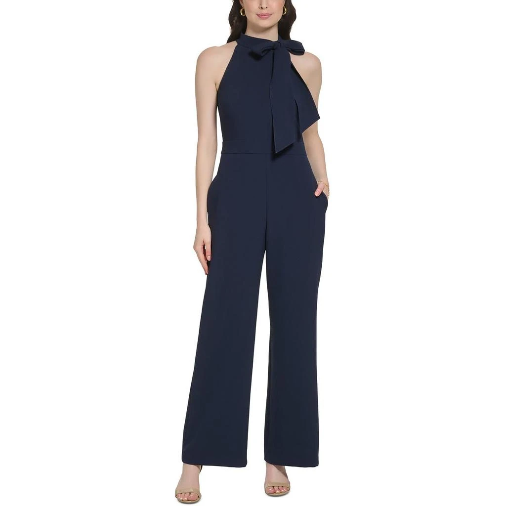 Vince Camuto Petites Womens Wide Legs Tie-Neck Jumpsuit 3