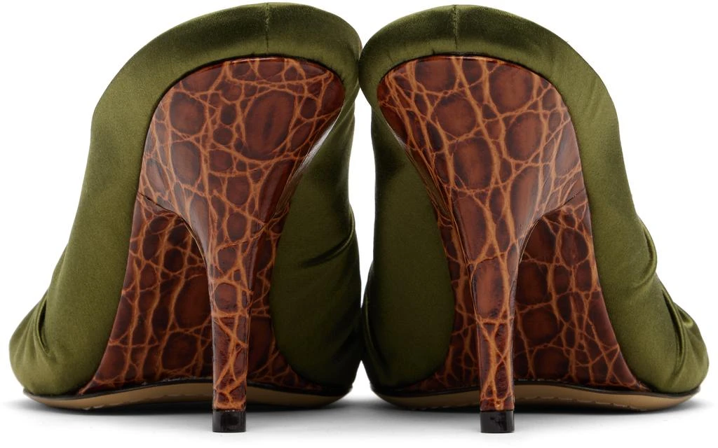 Dries Van Noten Khaki Satin Mule Heels 2