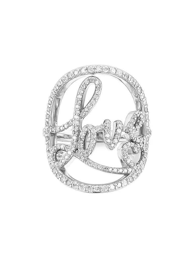 Sheryl Lowe Sterling Silver & 0.98 TCW Diamond "Love" Script Ring 1