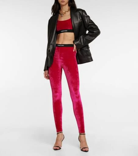 Tom Ford Logo velvet leggings 2