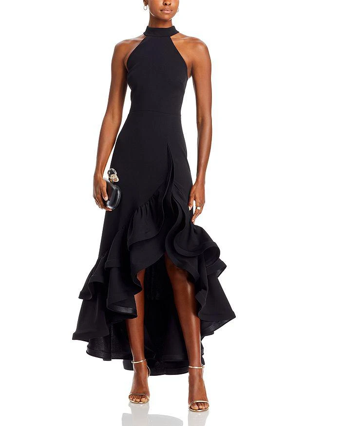 aqua ruffled asymmetrical hem dress Women's Dresses Arrabel Tiered Ruffle Asymmetric Midi Dress Blue L by Selfie Leslie Clearance