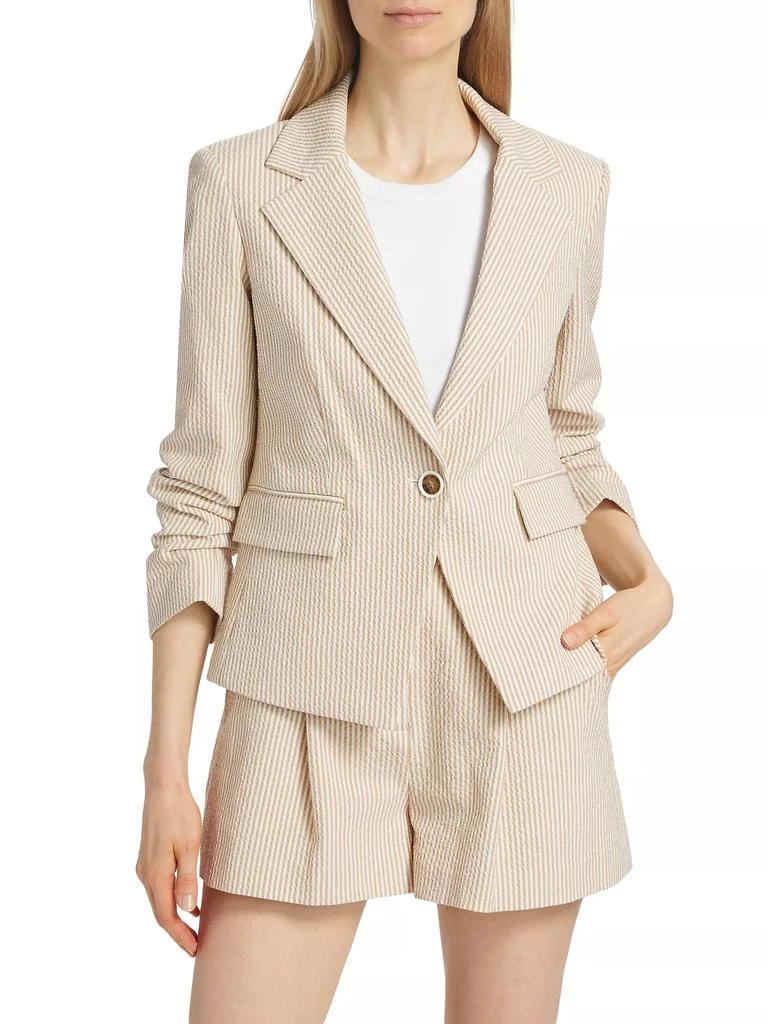 VERONICA BEARD Aaliyah Dickey Seersucker Ruched Blazer 3