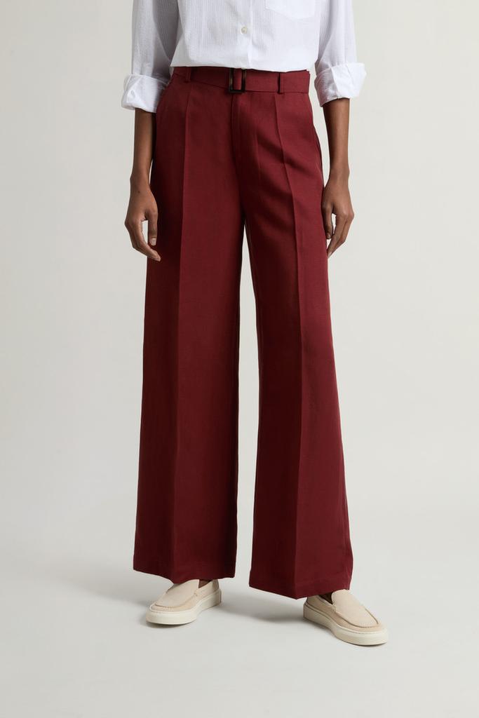 Woolrich Garment-Dyed Linen-Blend Pants - Women - Red