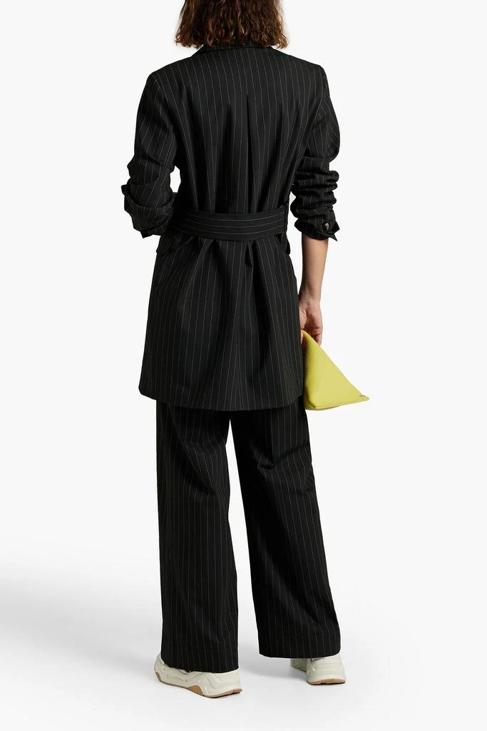 Ganni Double-breasted pinstriped twill coat 3