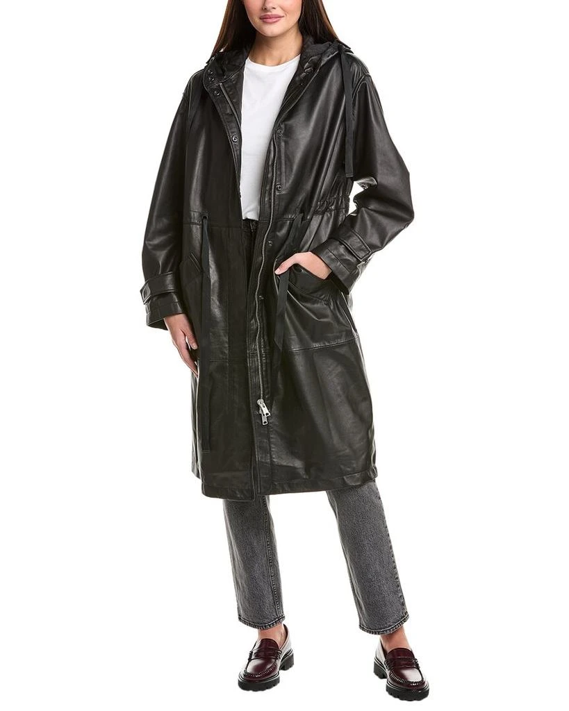 Shop AllSaints Kelsea Leather Coat on Sale at BeyondStyle – Get 67