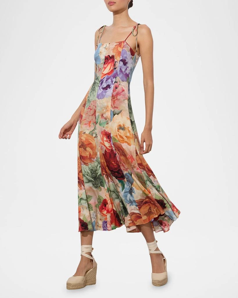Alice + Olivia Jeanette Tie-Shoulder Paneled Midi Dress 2