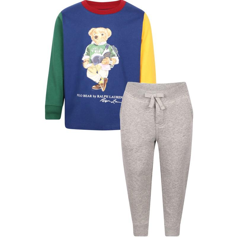 Ralph Lauren Polo bear colorblock tracksuit in blue yellow green and grey