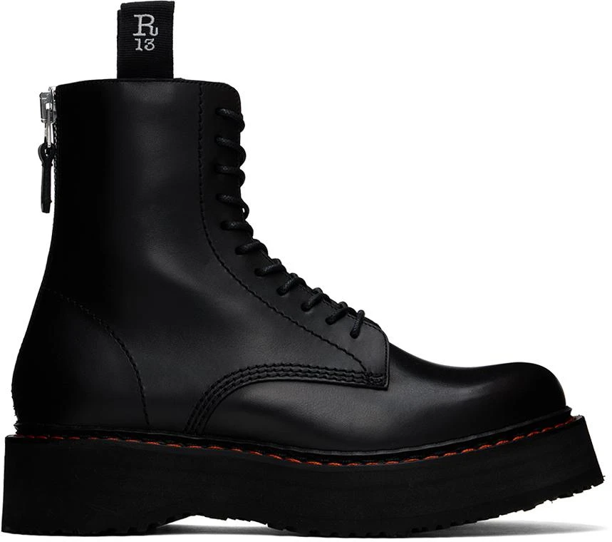 R13 Black Single Stack Boots 1