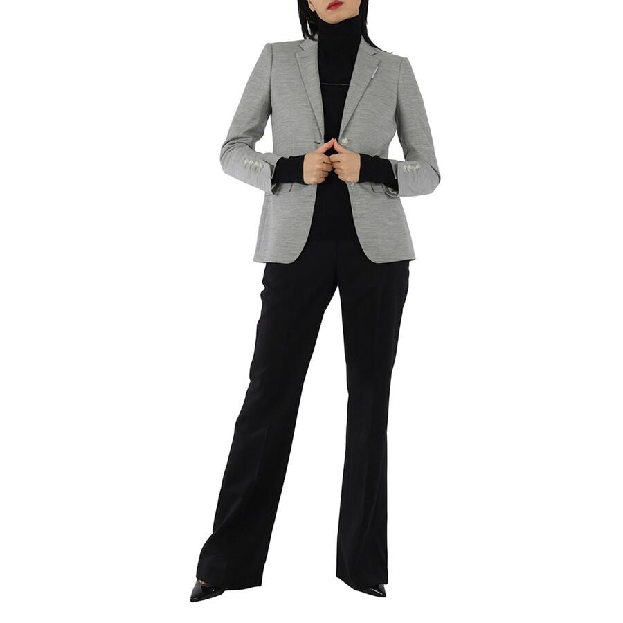 Burberry Grey Taupe Melange Technical Wool Jersey Blazer