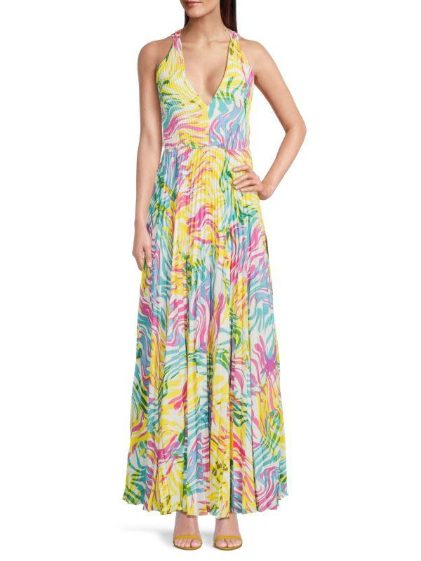 Milly Oria Print Accordion Pleated Gown 1